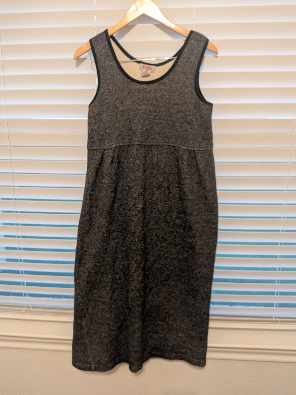 Vtg 90s FADS Grey Knit Maxi Dress Tank Jumper PM Petite Medium